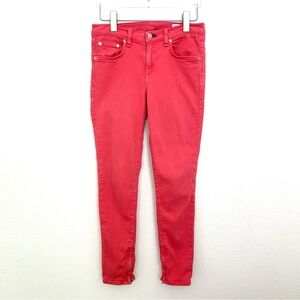 RAG & BONE The Zipper Capri Jeans Pants Skinny Ankle Cropped Coral Red Size 28